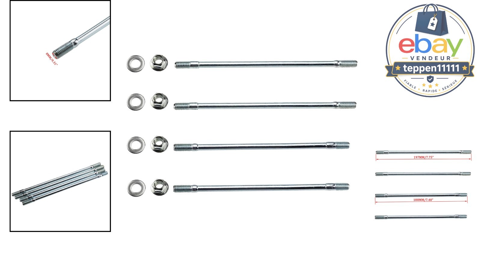 GY6 Cylinder Head Bolt Set 8mm 197mm 188mm