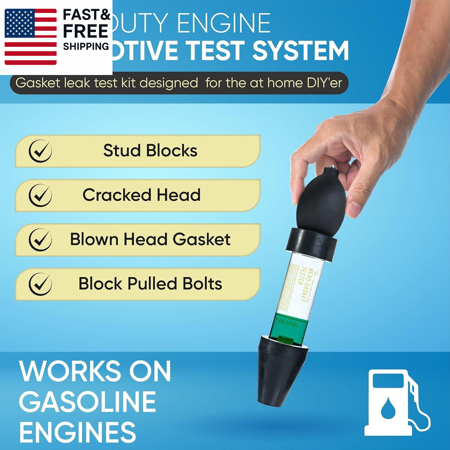Combustion Leak Detector Kit – 100+ Tests Automotive Engine Block and Head Gask