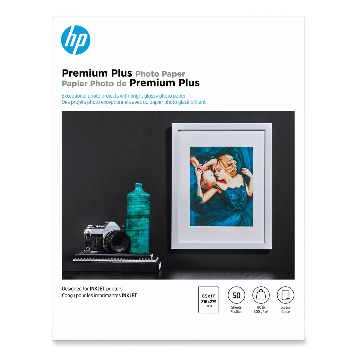 HP Premier Plus Photo Paper Inkjet 8.50″x11″ Glossy White Single 50 Sheet Pack