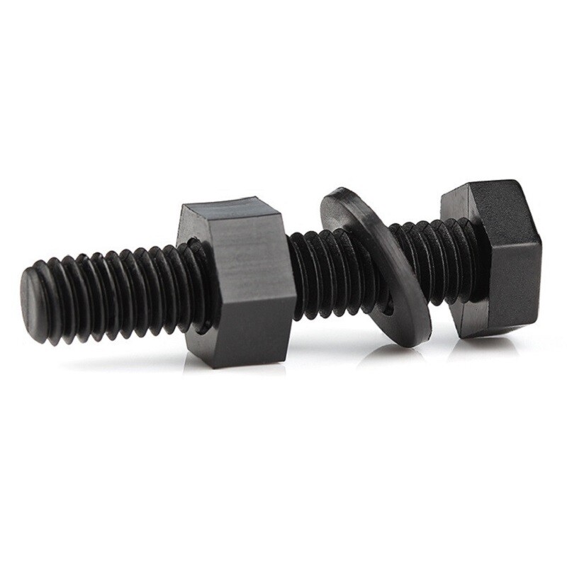 Plastic Hex Head Screws Black Nylon Bolts With Nut Washer M3 M4 M5 M6 M8 M10 M12