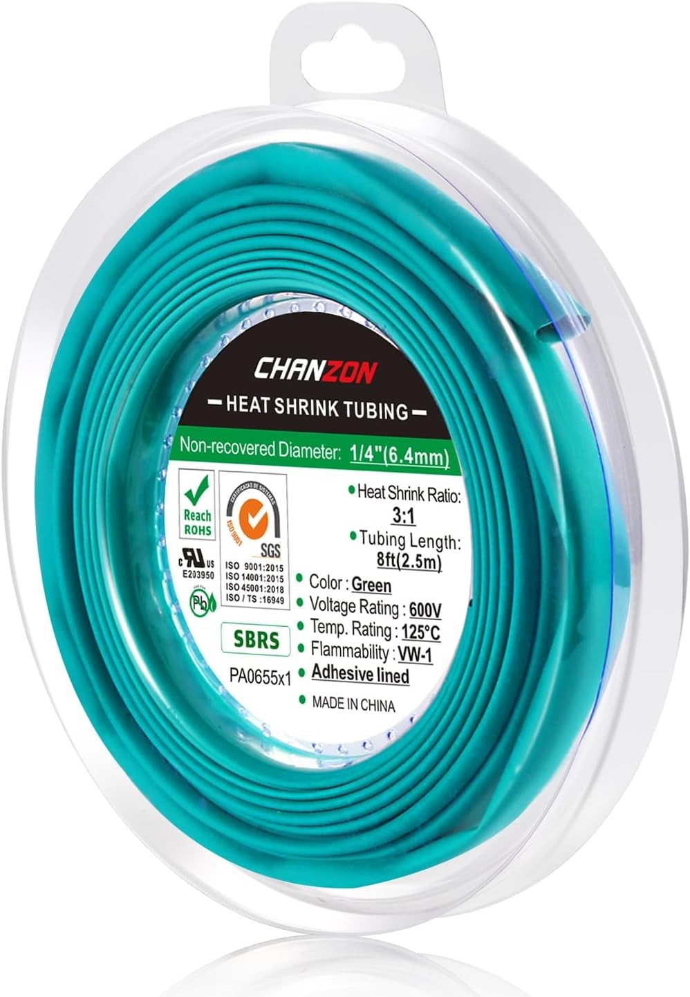 31 Ratio 1/4 6.4mm Heat Shrink Tubing Marine Grade Waterproof Adh Color: Green