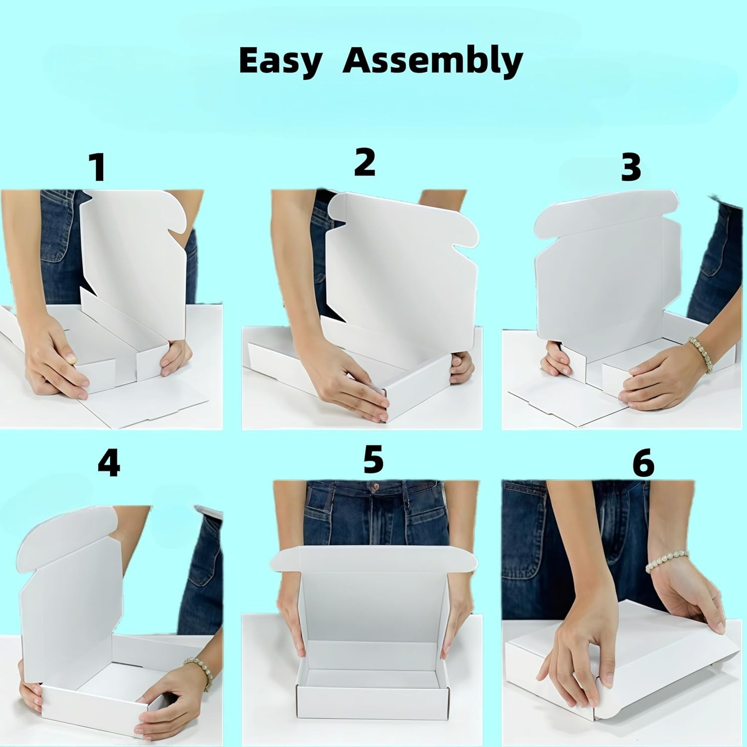 6x6x2 Inch White Corrugated Shipping Boxes, 50 Pack Recyclable Mailers