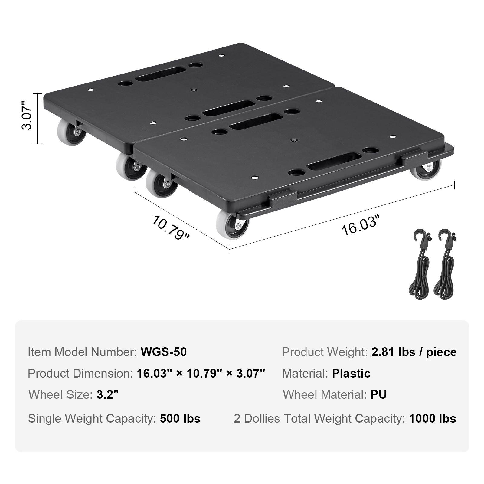 VEVOR 2PCS Platform Dolly Interlocking Edge Furniture Mover 500lbs Capacity Each