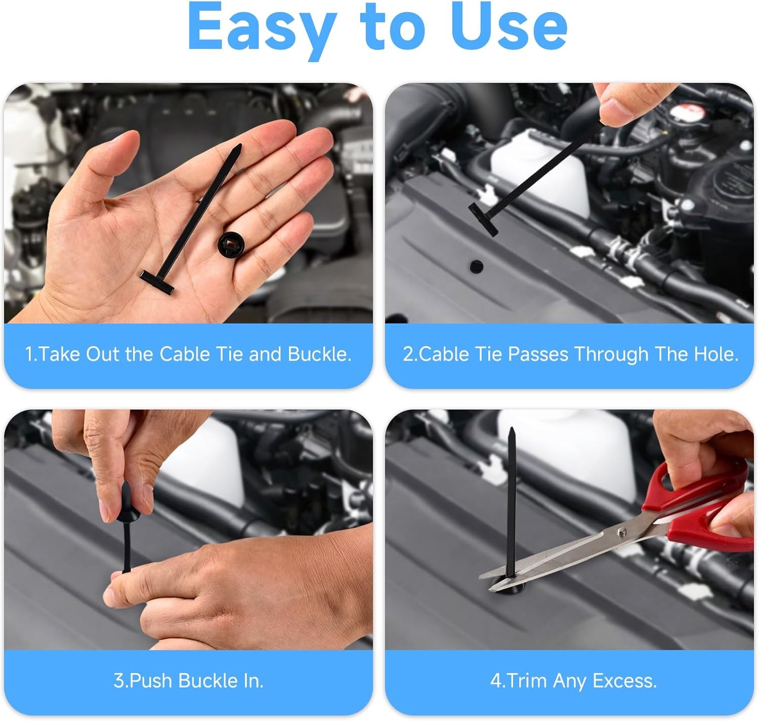 Universal Heavy Duty Nylon Cable Tie Buckle Self Locking Rivet Nylon Zip Holder