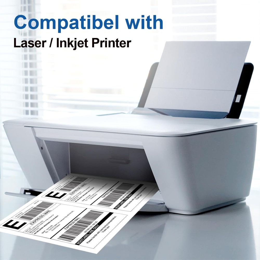 Premium 8.5×5.5 Half Sheet Shipping Labels 2 per Sheet Matte White Self Adhesive