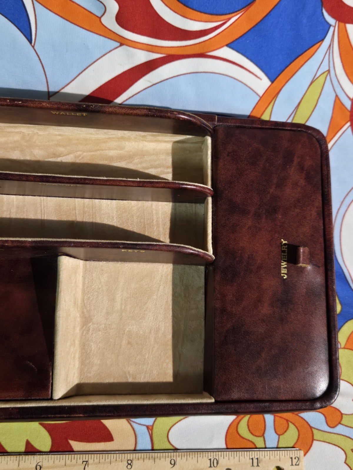 Handmade English Leather Valet Tray for Scully & Scully NY – Vintage 13×7