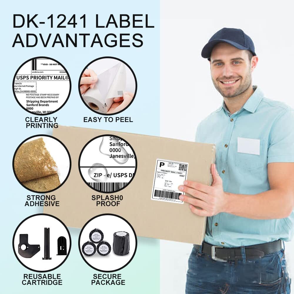 4X6 Large Paper Shipping Labels DK-1241 for Brother QL-1100 QL-1060N + Cartridge