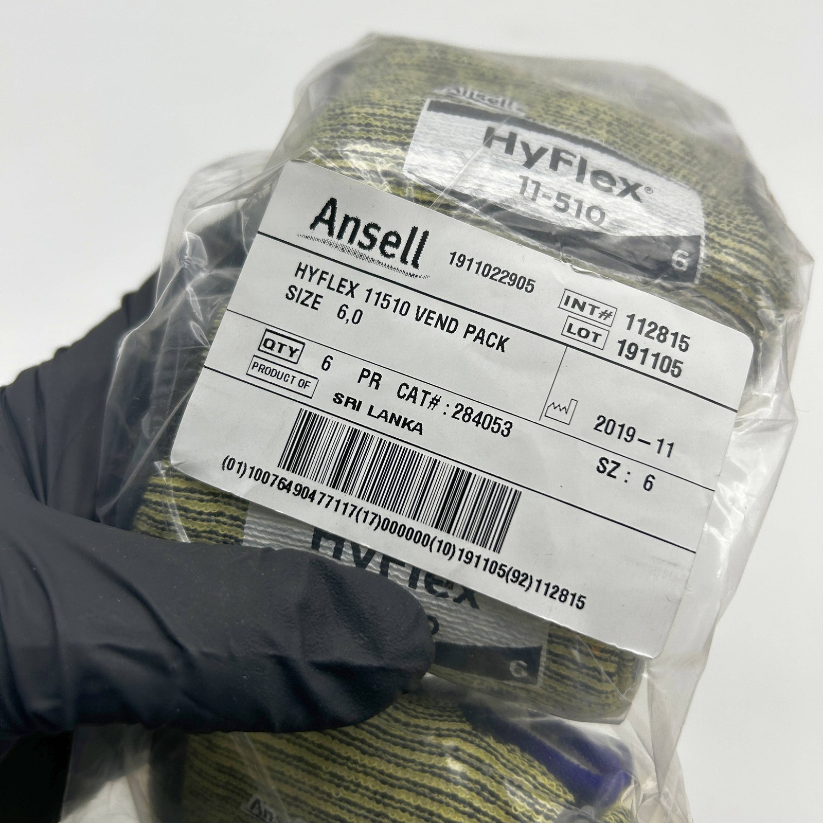 Ansell Hyflex 11510 Cut Resistant Gloves Size 6 Extra Small XS Nitrile 6 Pairs