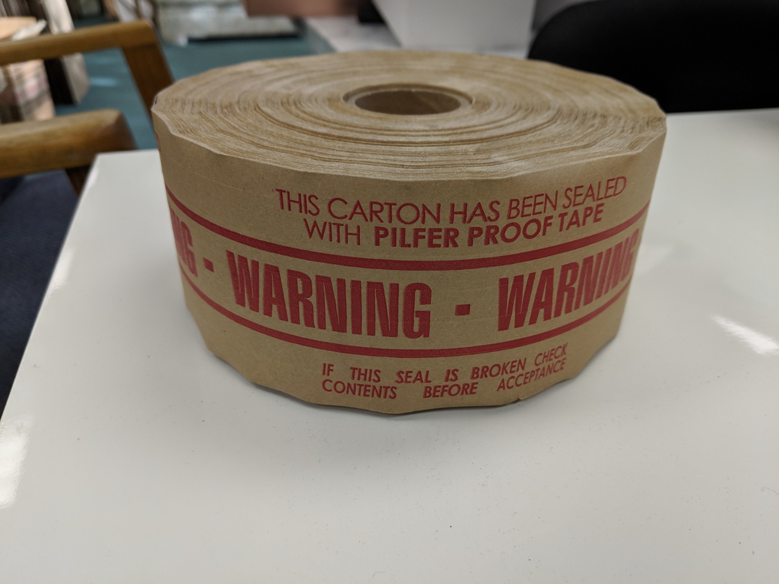 3″ x 450′ Reinforced Water Activated WARNING tape heavy duty gummed 2 rolls/case
