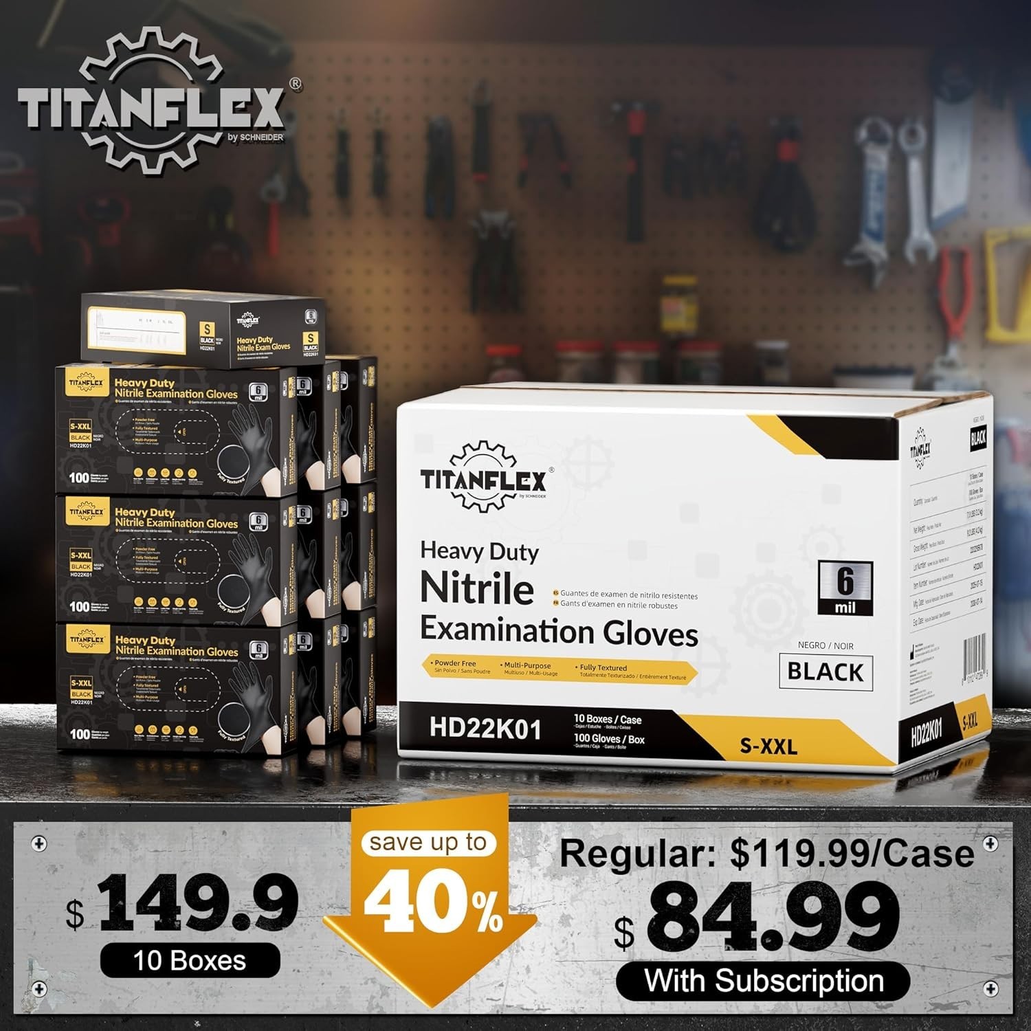 Durable Large Black Nitrile Gloves, 6 Mil, Waste-Free & Ambidextrous – 1000ct