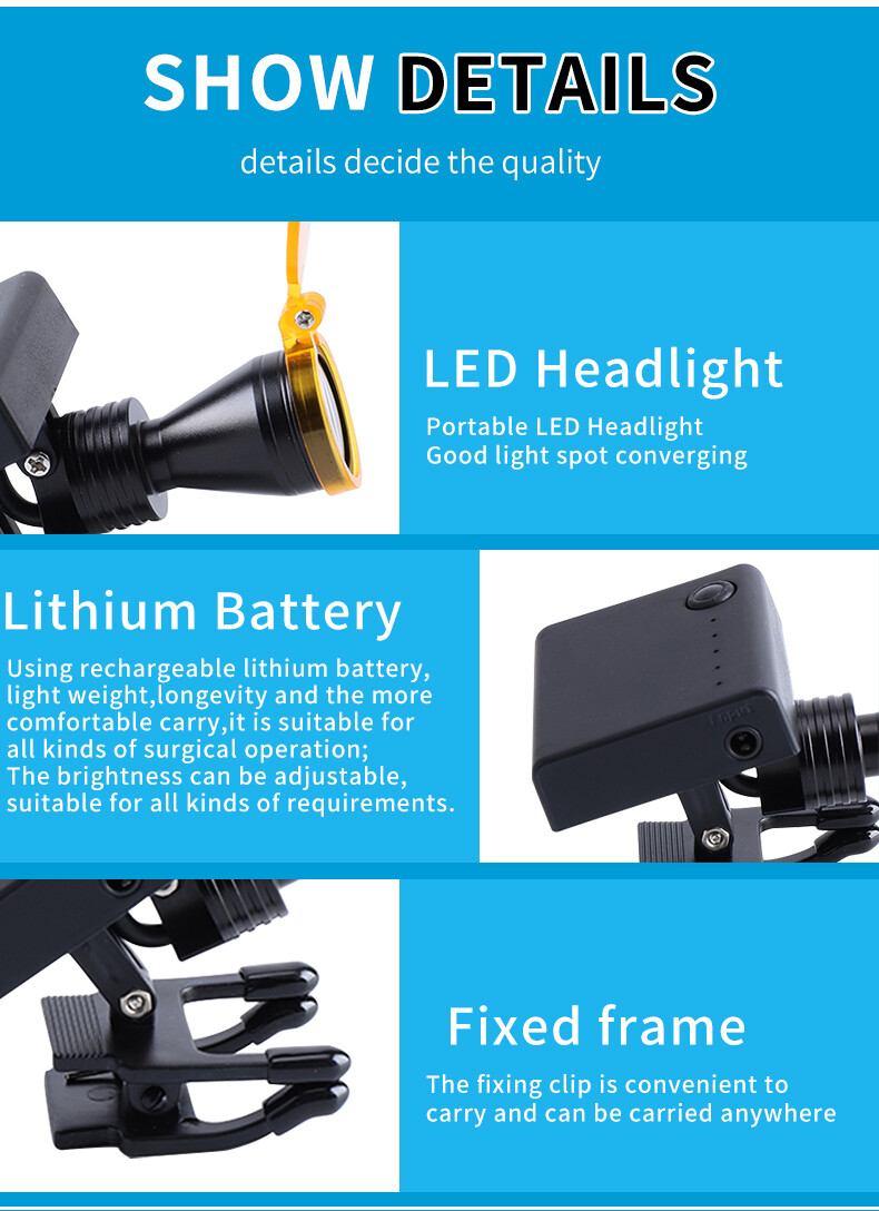 5W Led Dental Medical Wireless Head Light Clip-on Headlight with Optical Filter