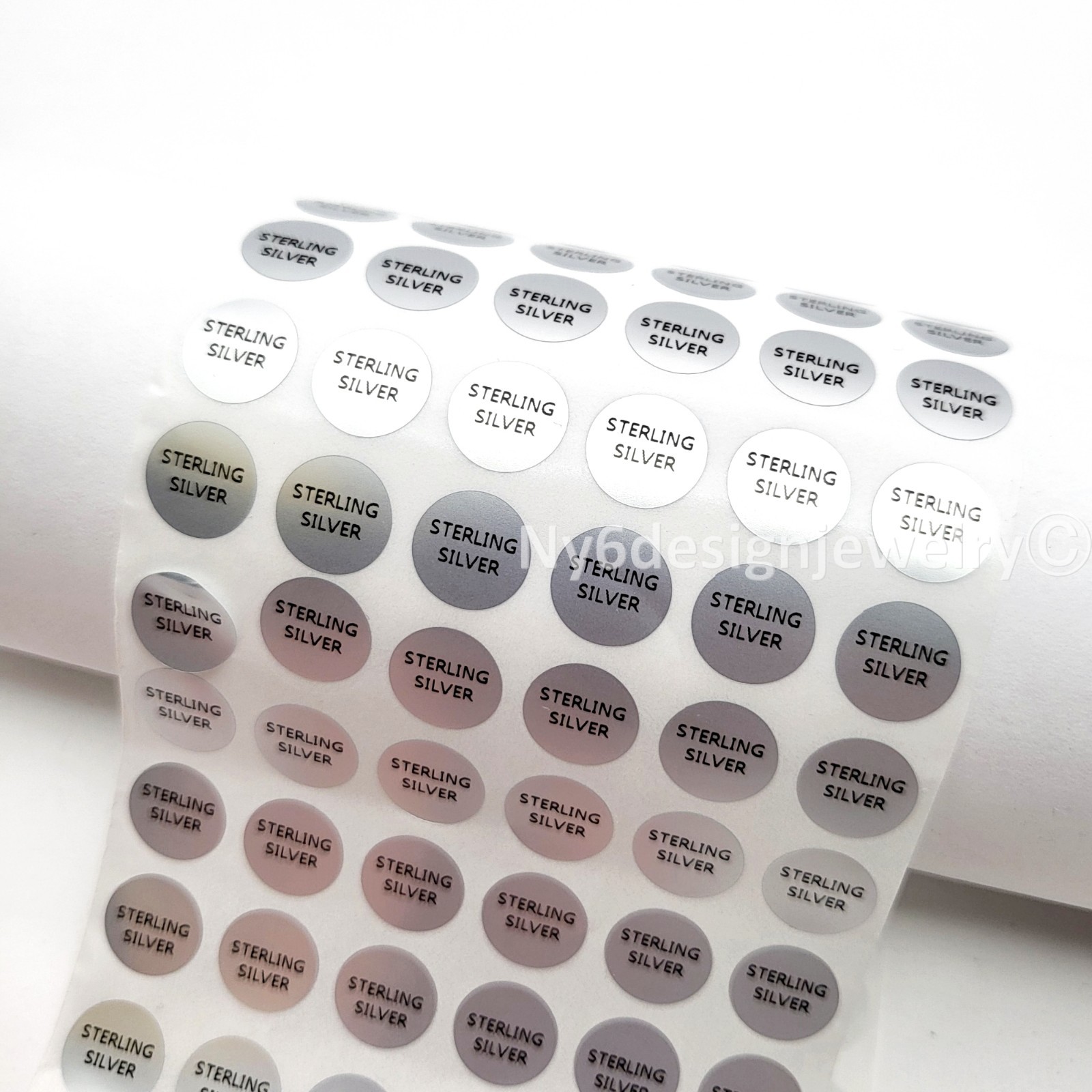 300 pcs “STERLING SILVER” Adhesive Labels – 10mm Round Stickers for Jewelry