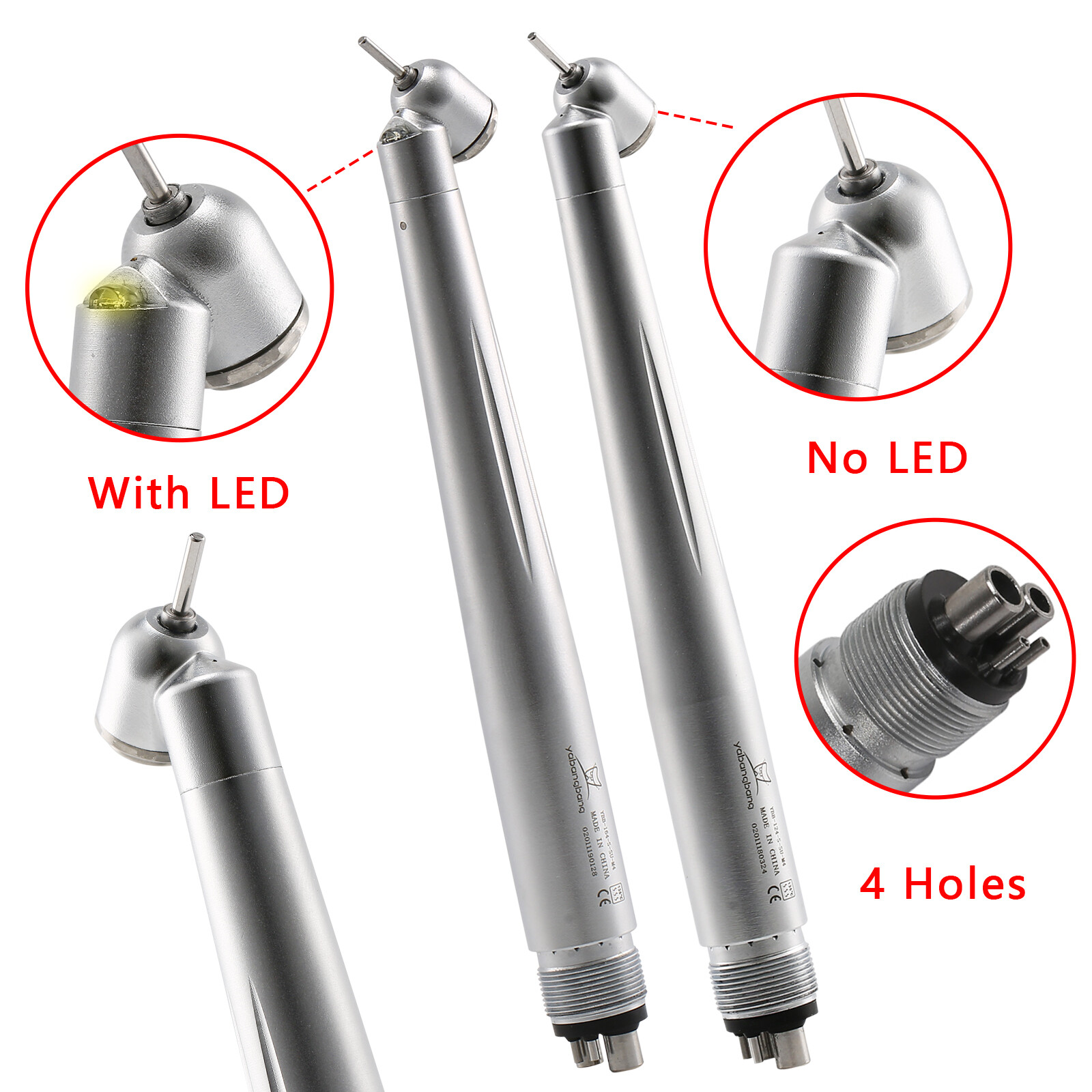 NSK Style Dental 45 Degree Surgical High Speed Handpiece Push Button (LED) 4Hole
