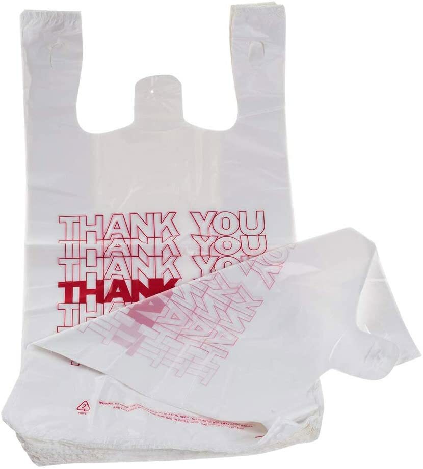 Bags 1/12 Extra Small 7×3.5×13 THANK YOU T-Shirt Plastic Grocery Shopping Bags