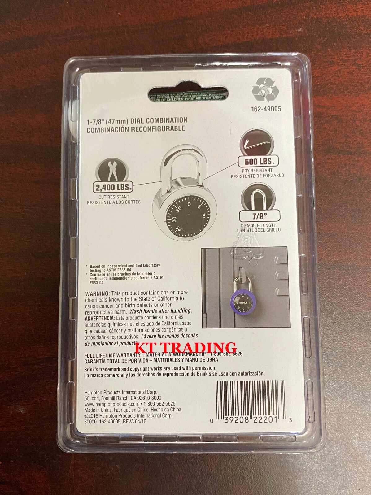 BRINKS ~ CUT & PRY RESISTANT Hardened Steel Security Dial Combination Padlock