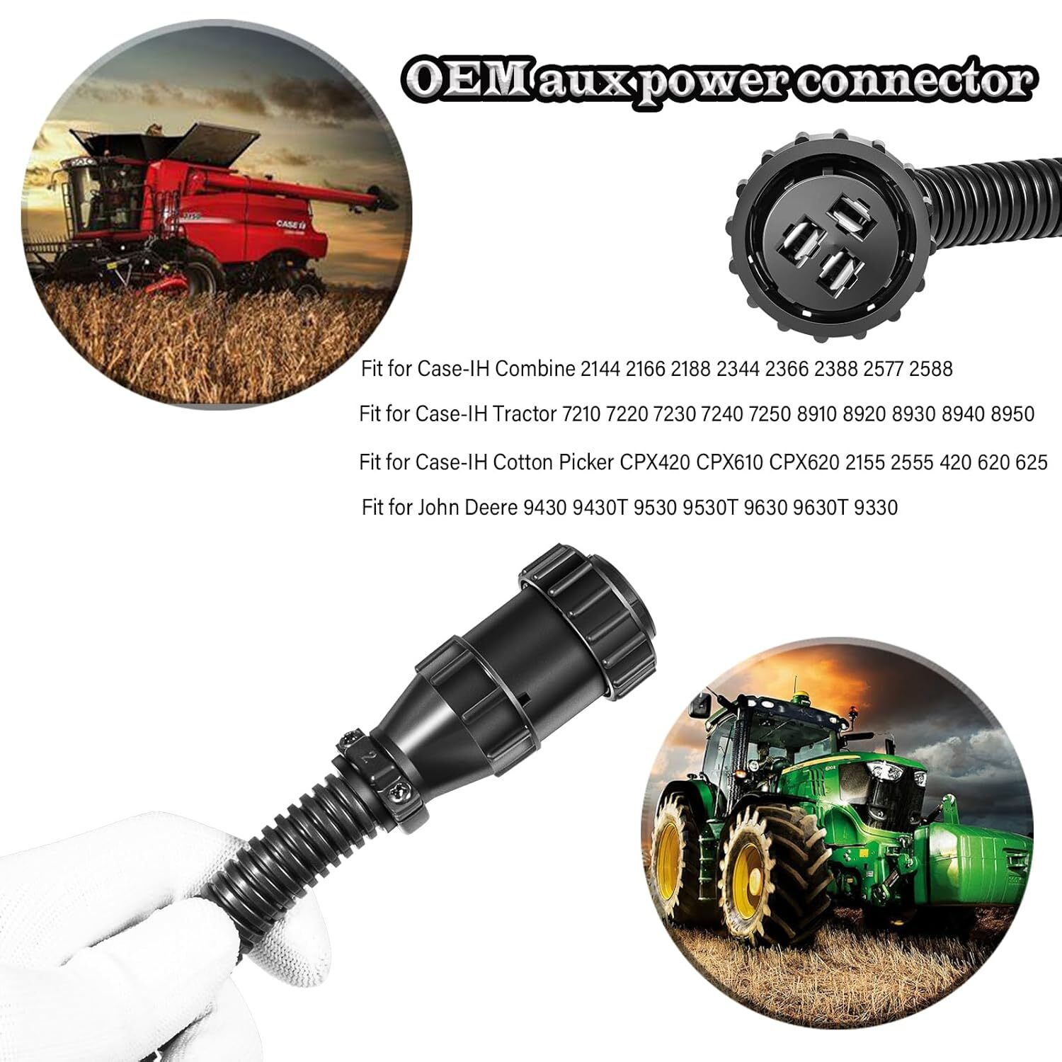 3 Pin Aux Power Connector Kit For Case IH 187103A1 For Ford New Holland 86511459