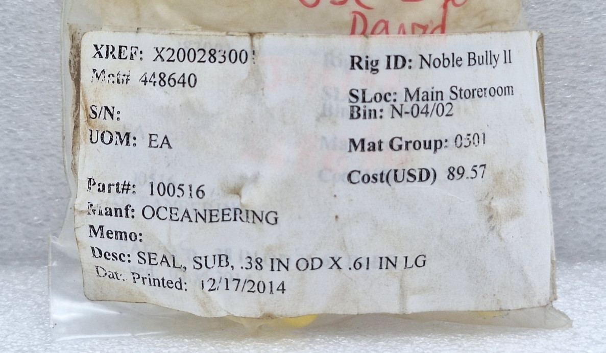 OCEANEERING 100516 SEAL,SUB .38″ OD X .61″ LG X .16″ ID LOT OF 13 PCS NEW