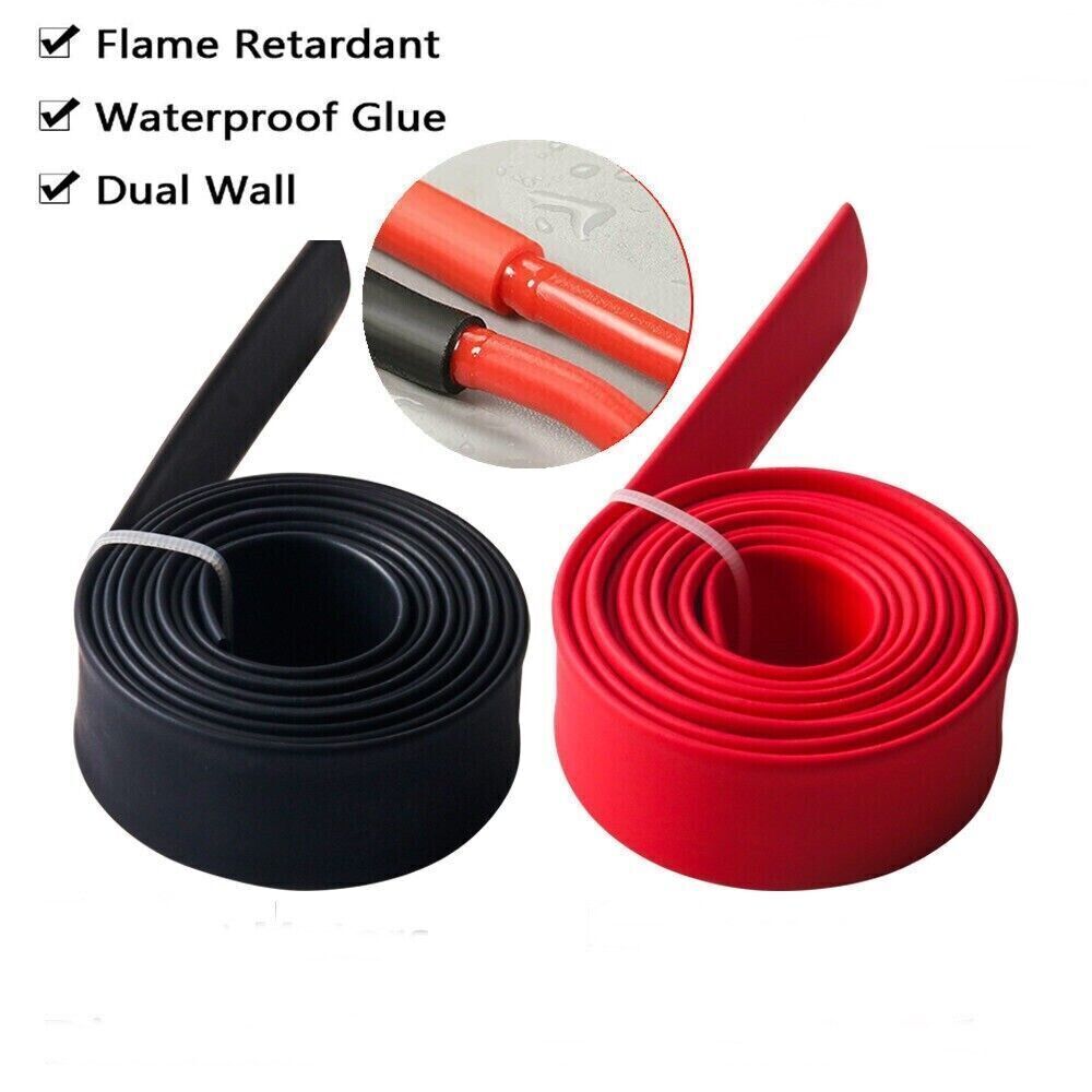 Black+Red Heat Shrink Tubing 3:1 Wire Insulation Cable Sleeve Wrap Marine Grade