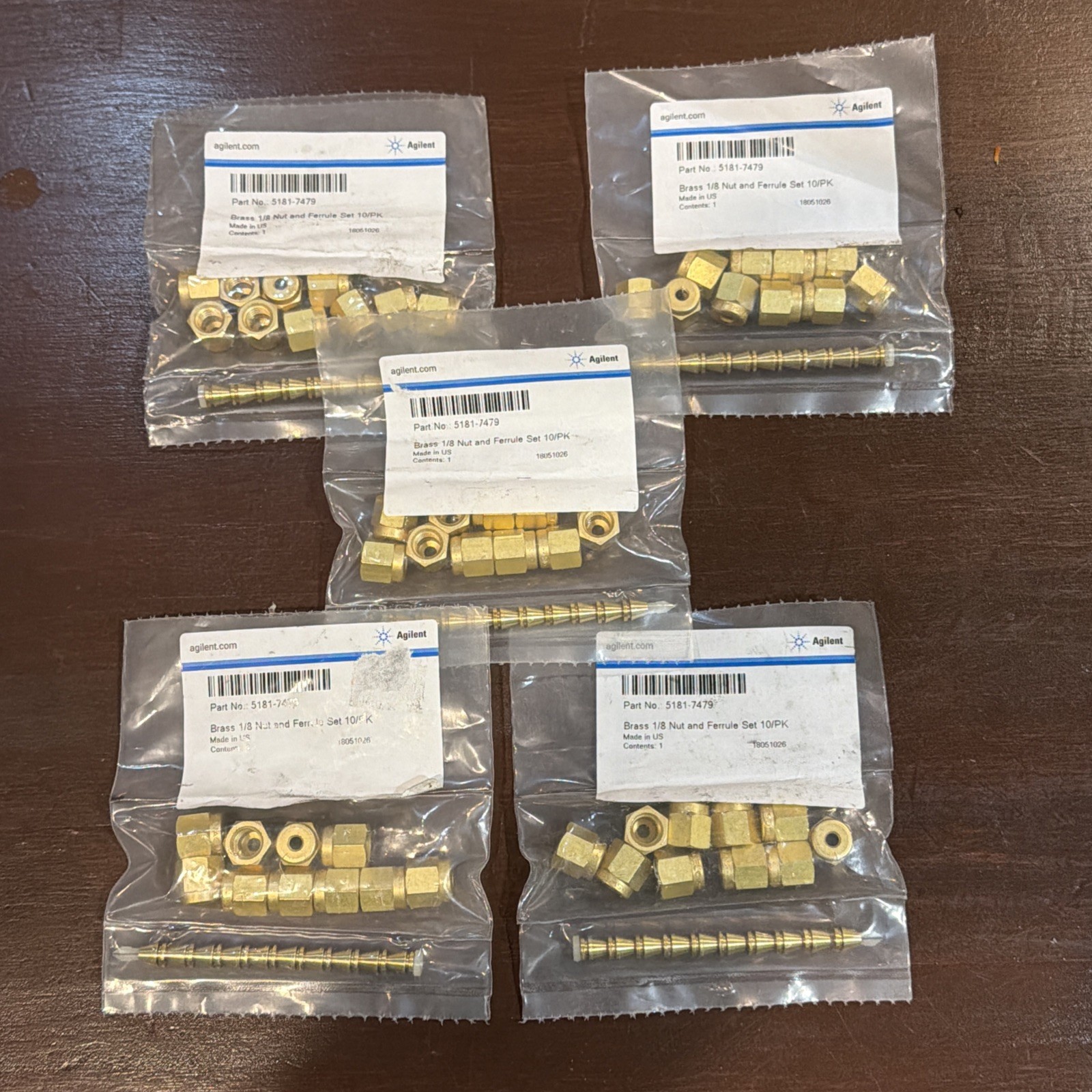 50 pcs (5 packs of 10) Agilent 5181-7479 Brass Nut Ferrule Combo 1/8″ SEALED NEW