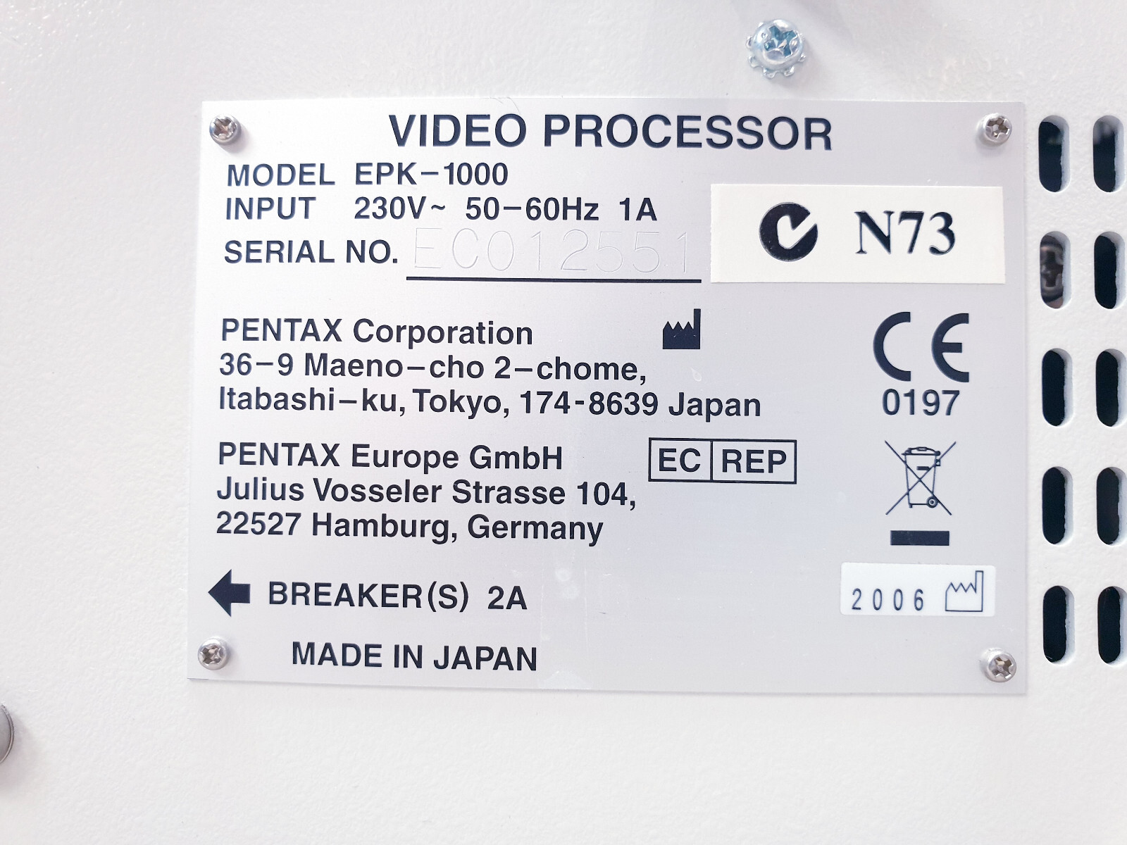 Pentax EPK-1000 Video Processor Keyboard OS-A50 – AE082024