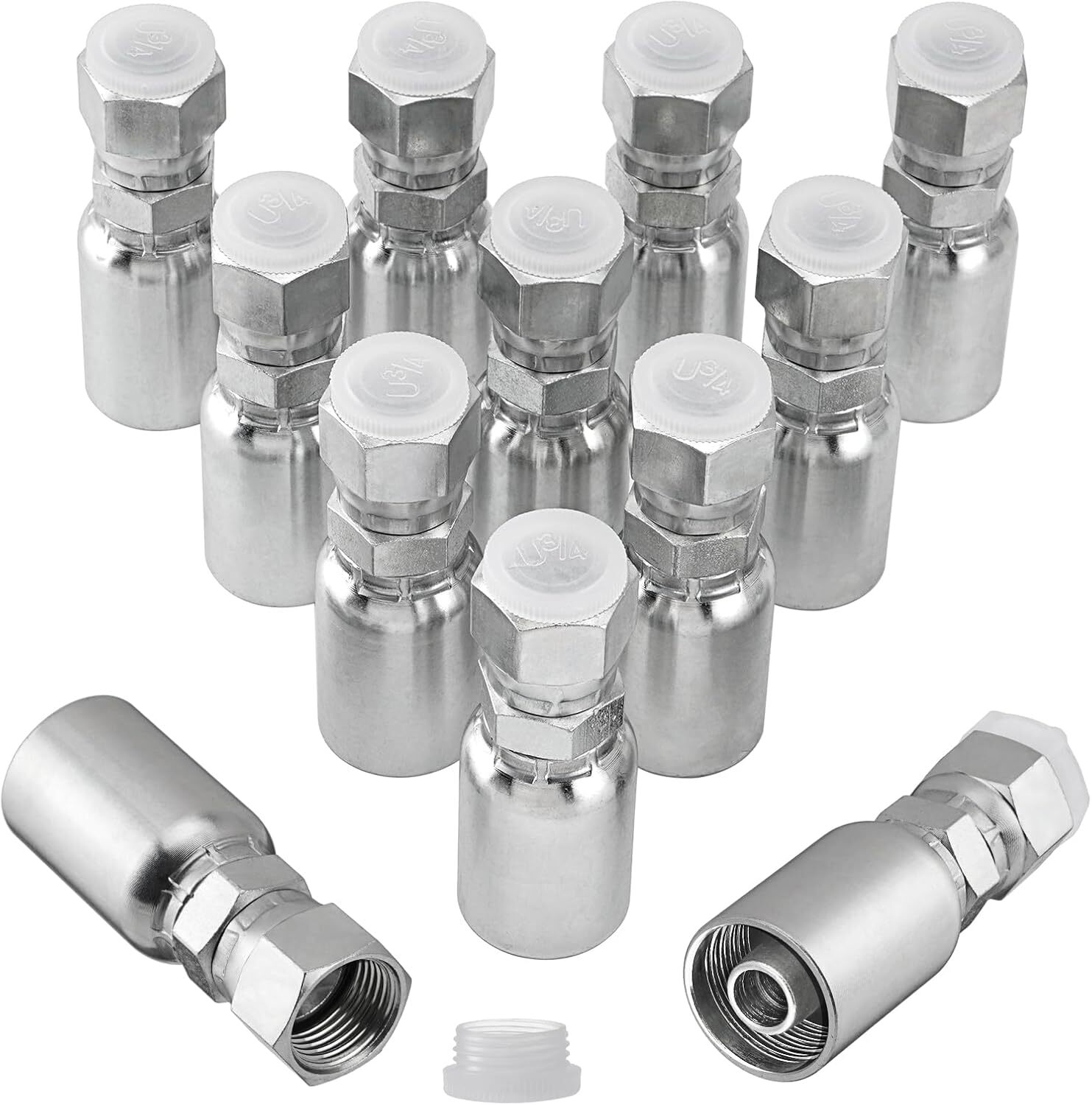 12-Pack 1/2″ Hydraulic Hose End Fittings: 1/2″ I.D. Hose x 1/2″ JIC 37 ° Female
