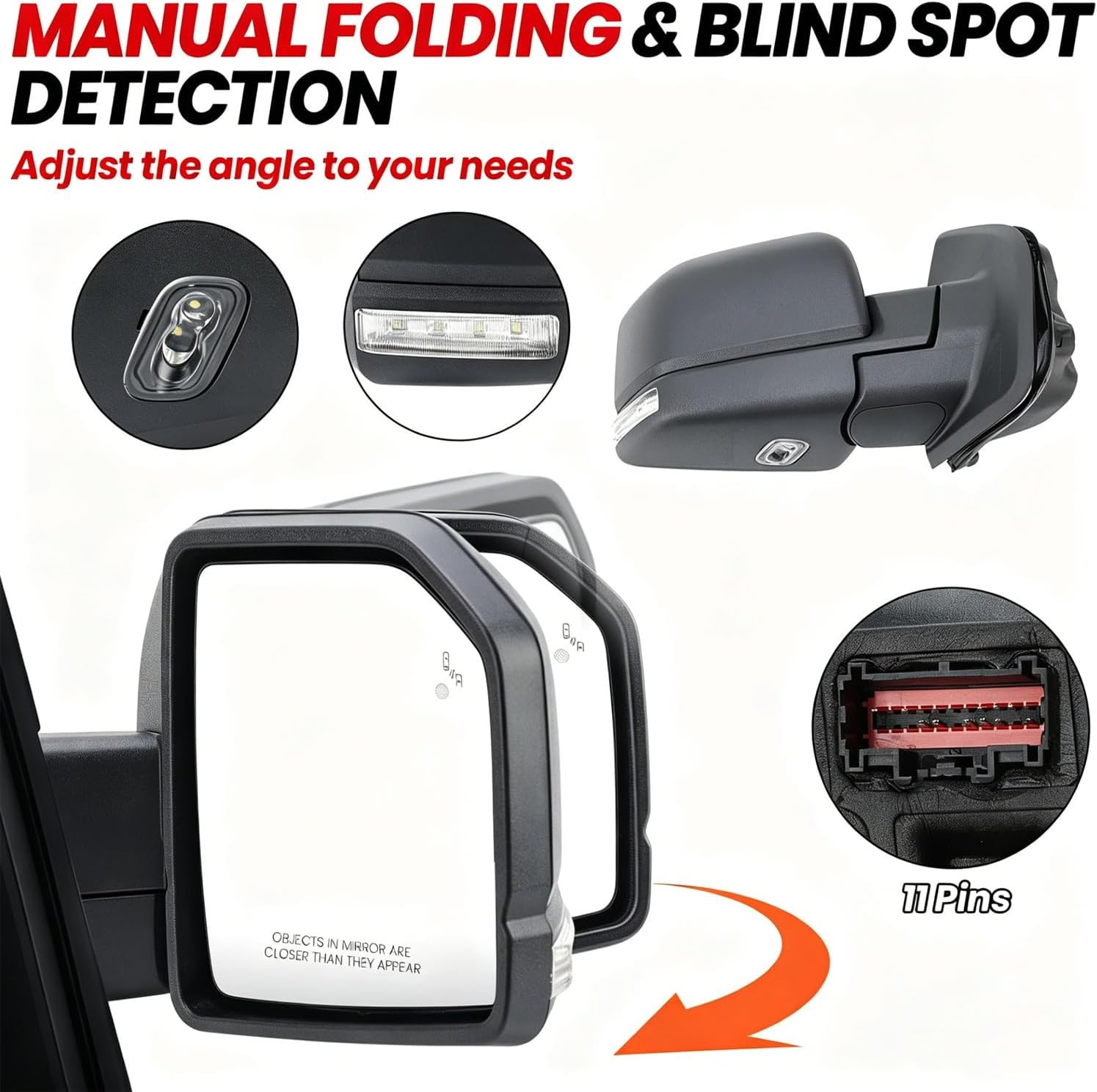 (11 Pins) Right Passenger Side Mirror for 2015-2020 Ford F150 with Heated/Power