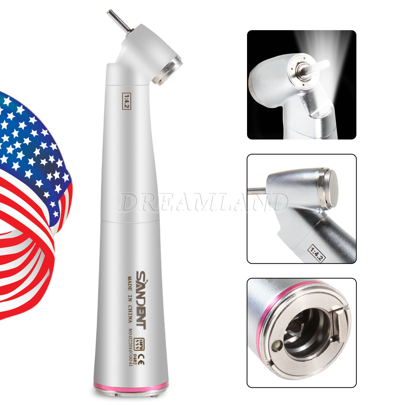 SANDENT motor electrico dental pieza de mano LED 1:5/1:1/1:4.2 contra angulo USA
