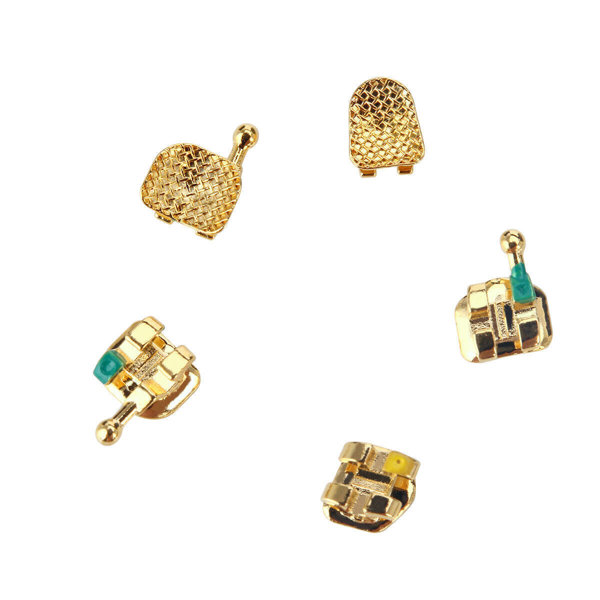 Dental Orthodontic Brackets Braces 24K Gold Plated Mini Roth 0.022 hooks 345