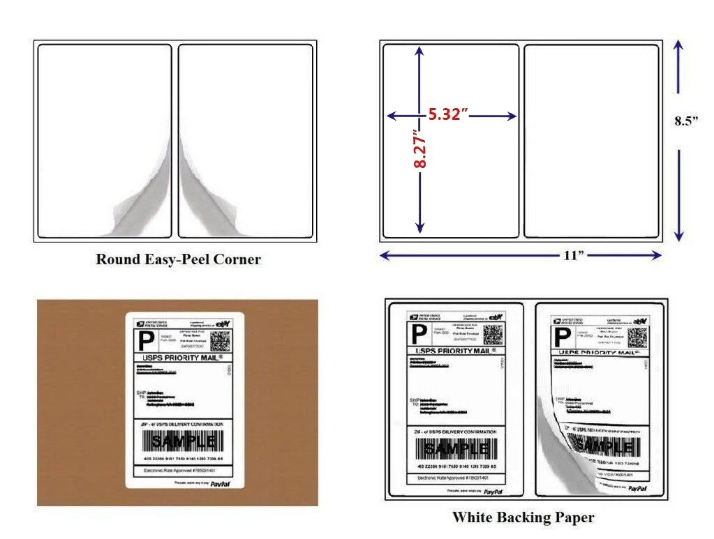 600 Round Corner 8.5×5.5 Shipping Labels 2 Labels Per Sheet Self Adhesive