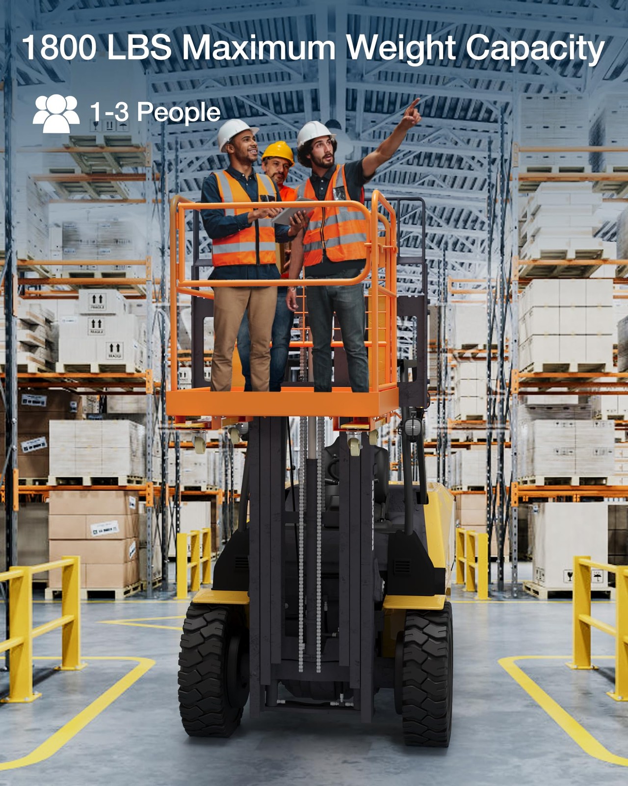 Forklift Safety Cage 36″x36″ Man Basket with Guardrail 1200 lbs for 1-3 People