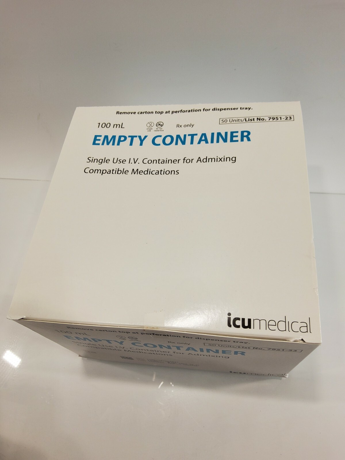 ICU Medical Single Use VI Empty Container for Admixing Medications 50 units