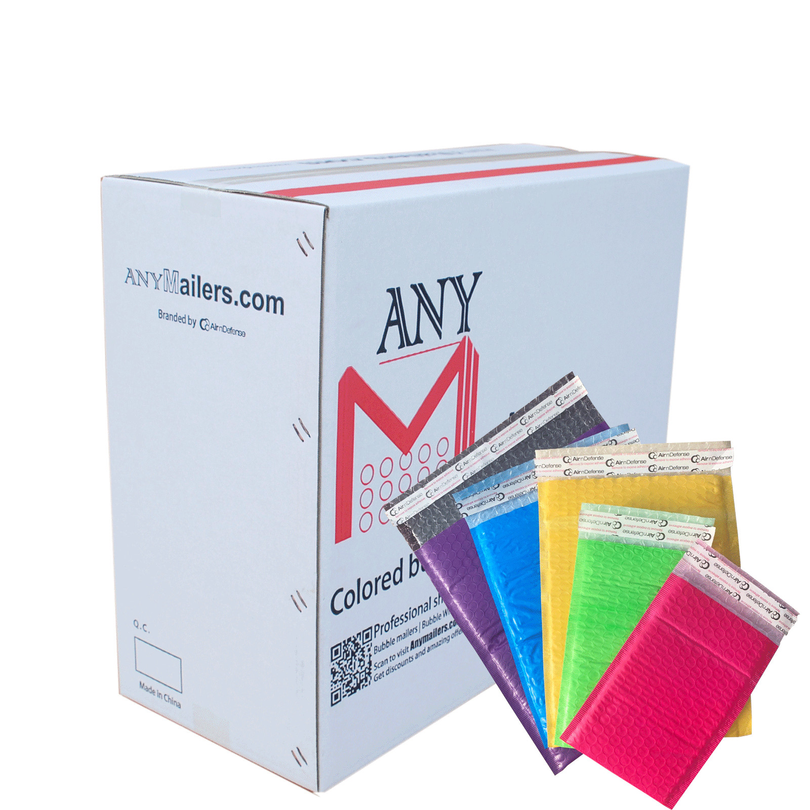 AirnDefense #0 6.5×10″ Colored Poly Bubble Mailers Shipping Padded Envelopes