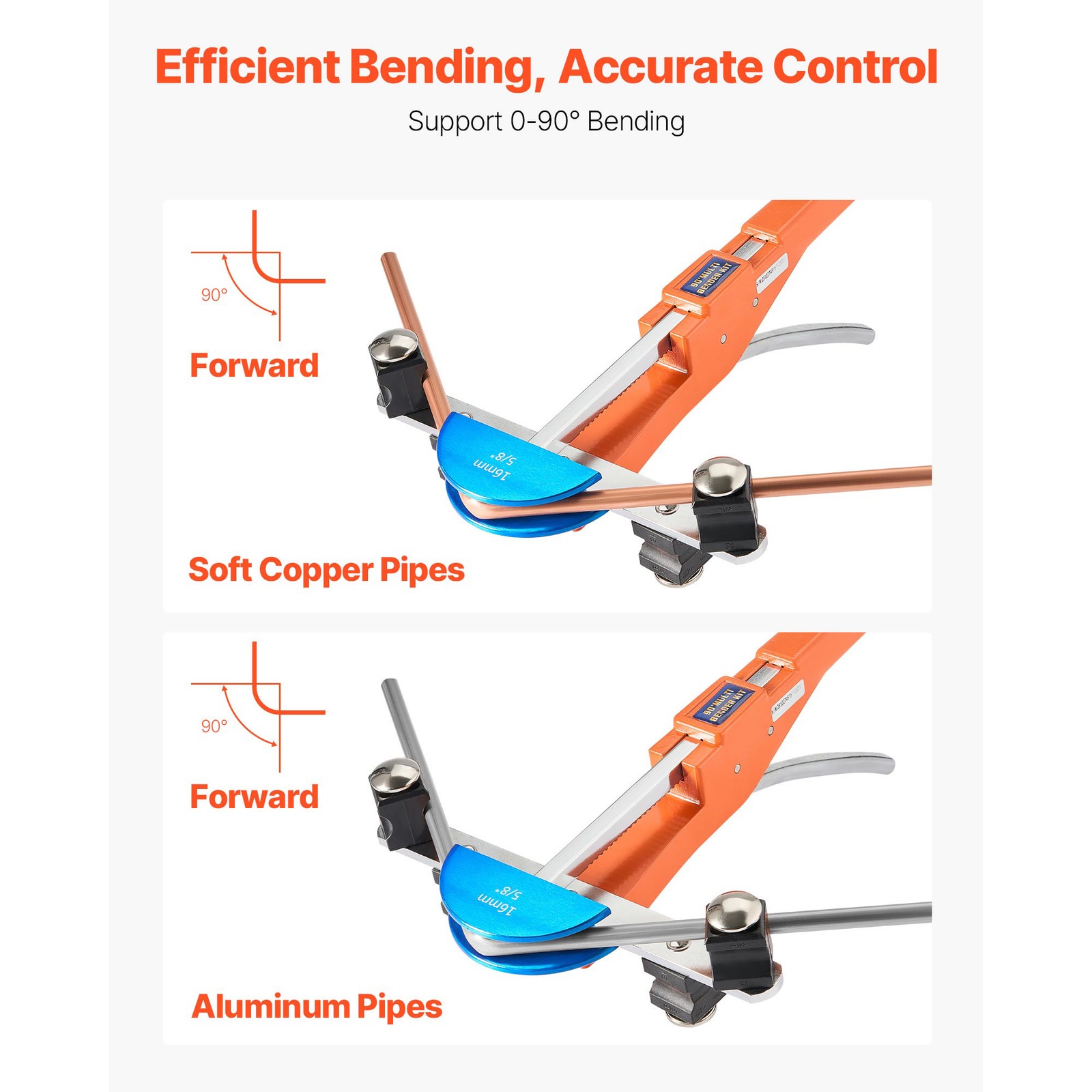 Uimoso Tubing Bender Kit 1/4-7/8 In Ratcheting Pipe Bender with Aluminum Design
