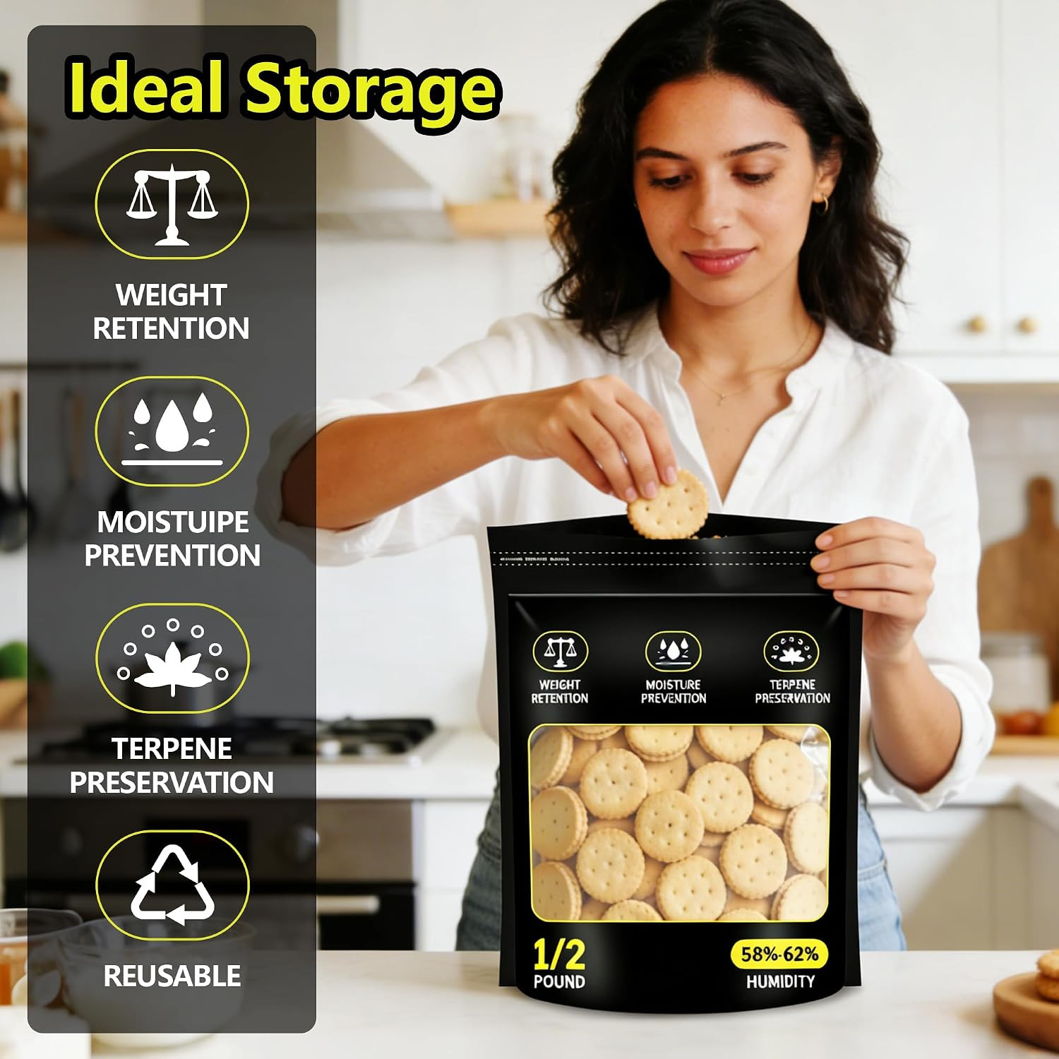 12 Pack 8 Ounce Terpene Curing and Storage Bags (1/2 Pound) | 13.8″X 10.4″X 3.75