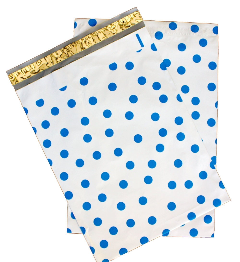 Hot Pink,Teal,Purple,Blue Polka Dot Flat Poly Shipping Mailers 10×13, 6×9, 12×15