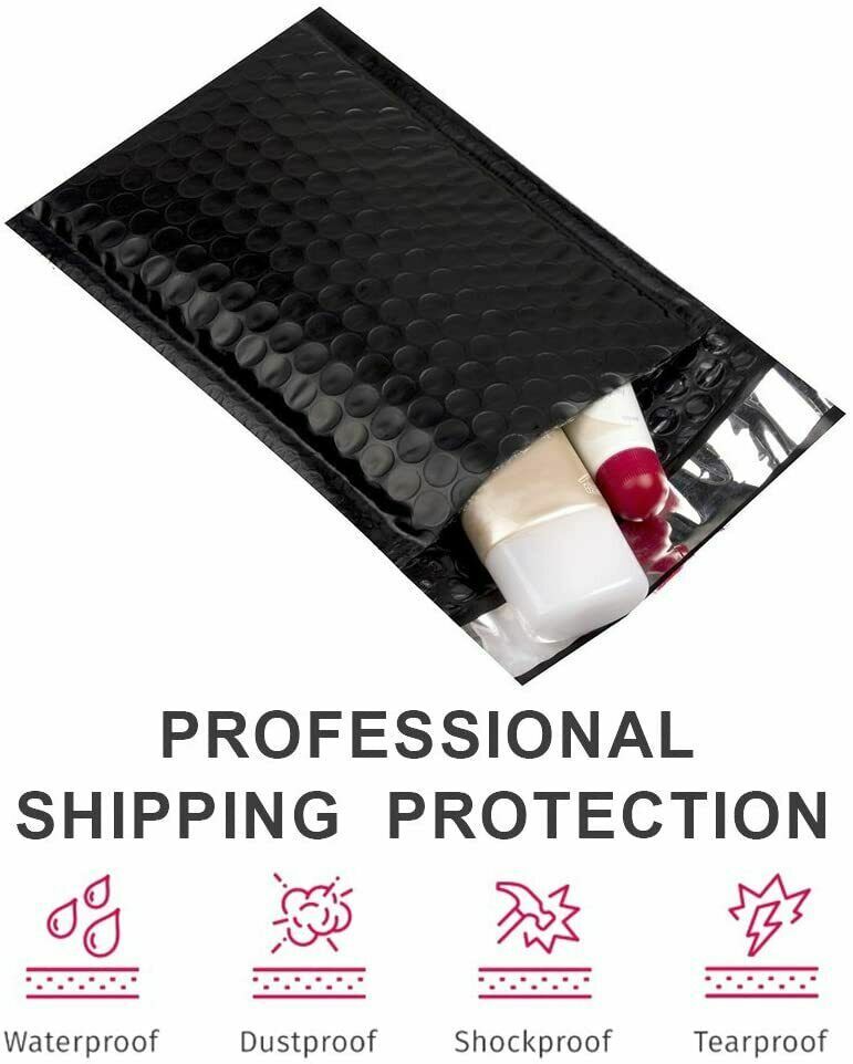 4″ x 8″#000 Black Poly Bubble Mailers Self Seal Padded Envelope Shipping