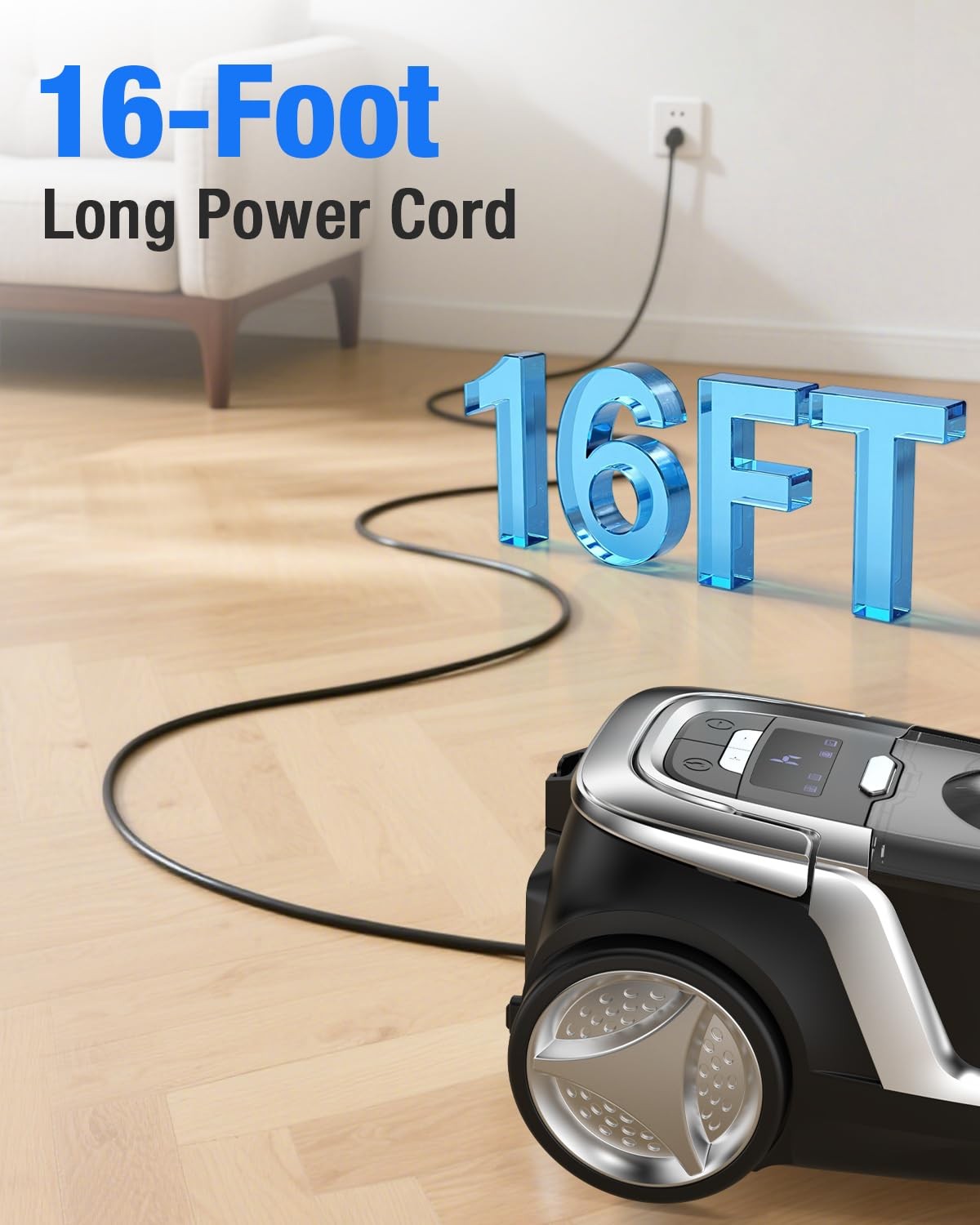 Zefiro Max 1600W Multi-Surface Bagless Canister Vacuum Cleaner 40Kpa Suction