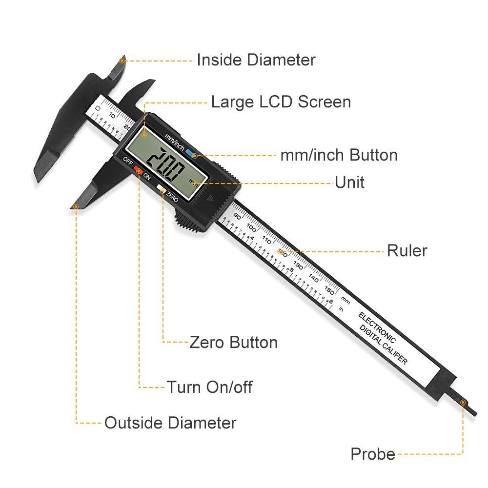 Digital Caliper 6 Inch with Large LCD, Auto-Off, and Unit Conversion