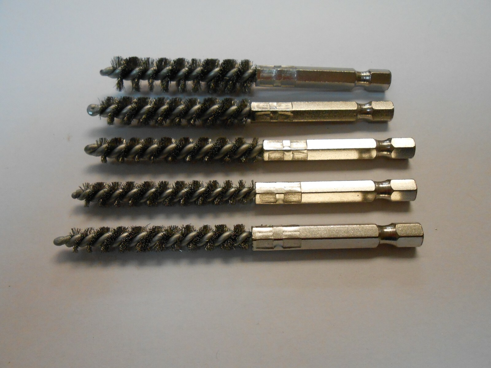 5S610 industrial tube cleaning brush set 1/4” hex 5 pc 6,7,8,9,10 mm dia. SS