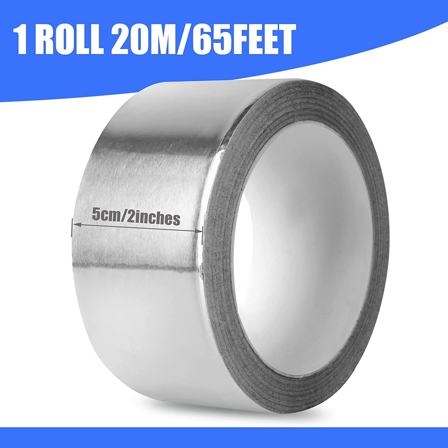 Aluminum Foil Tape 2″ x 65ft | 3.9 Mil High-Temp HVAC Tape for Ductwork & Vents