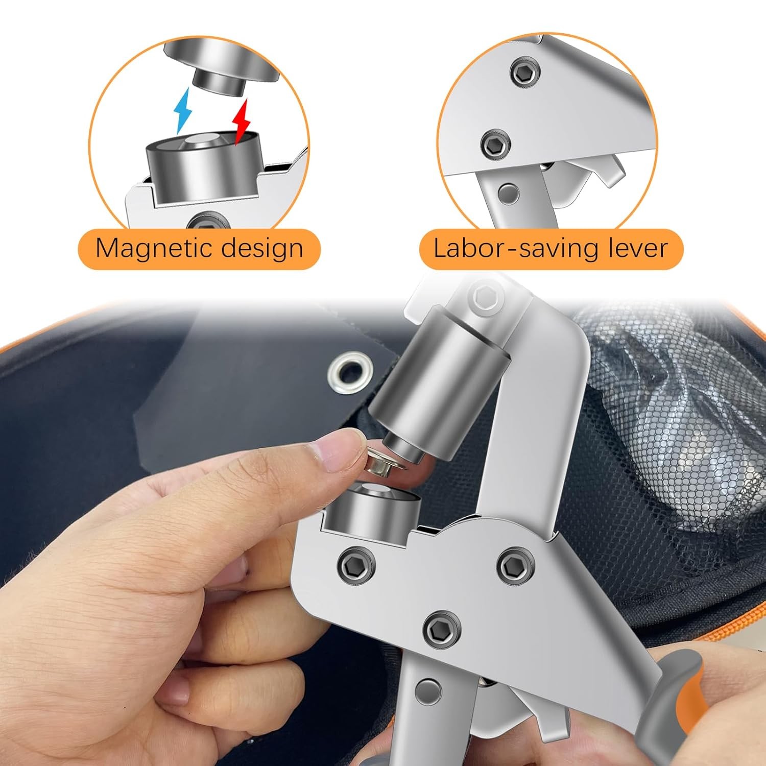 New Grommet Tool Kit with Bag, 1/4 & 3/8 Inch Handheld Eyelet Tool Kit For DIY