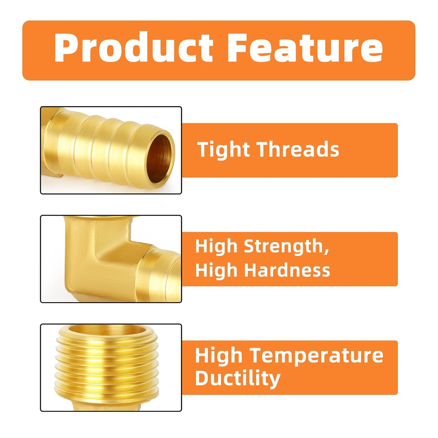 2 Pieces Brass Hose Barb Reducer 90 Degree Elbow 1/2 Inch NPT to 1/2 Inch Barb H