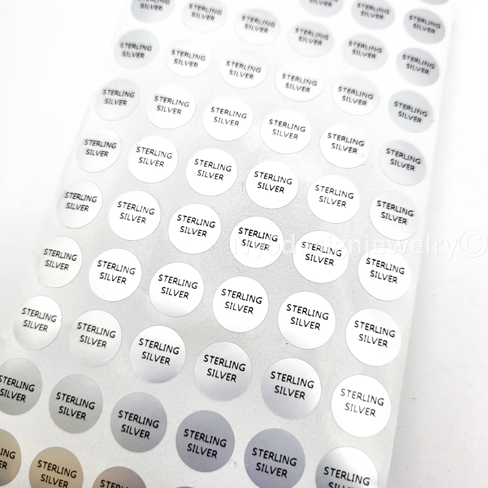 300 pcs “STERLING SILVER” Adhesive Labels – 10mm Round Stickers for Jewelry