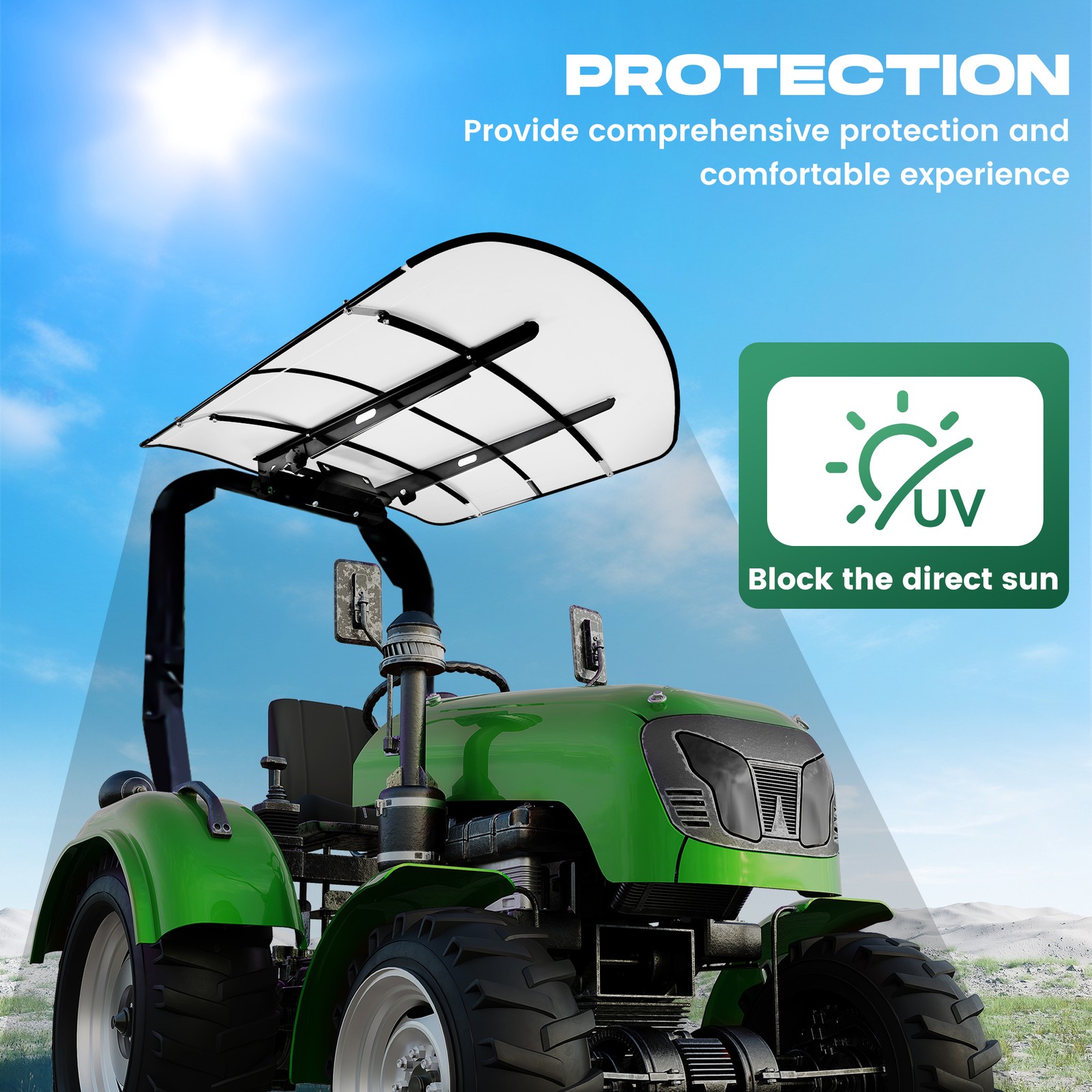 White Tuff Top Tractor Canopy For ROPS 52″ X 52″ w/ Mounting Accessories