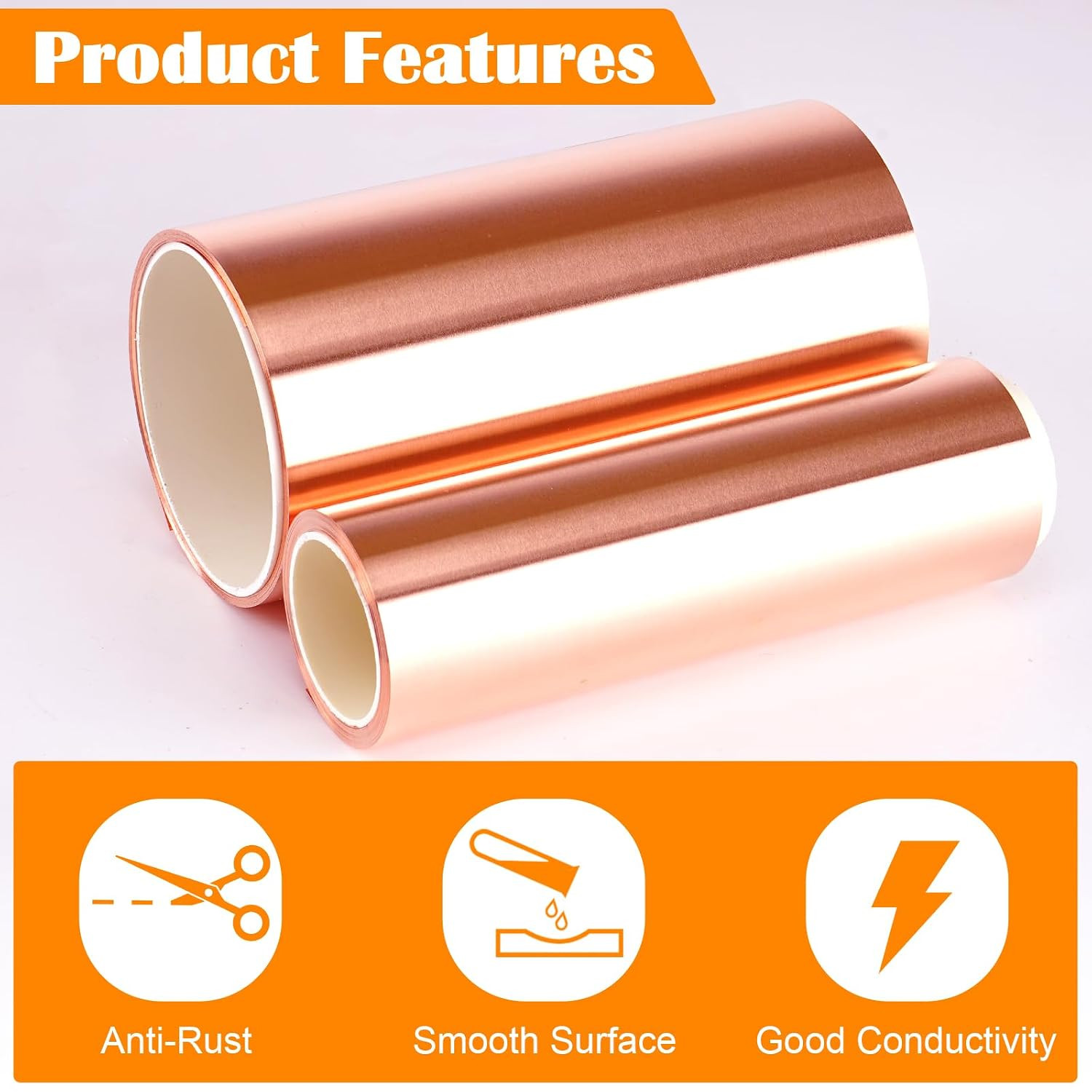 Copper Foil Sheet Roll, 6In X 5Ft Copper Sheet, 0.05Mm Copper Flashing for House