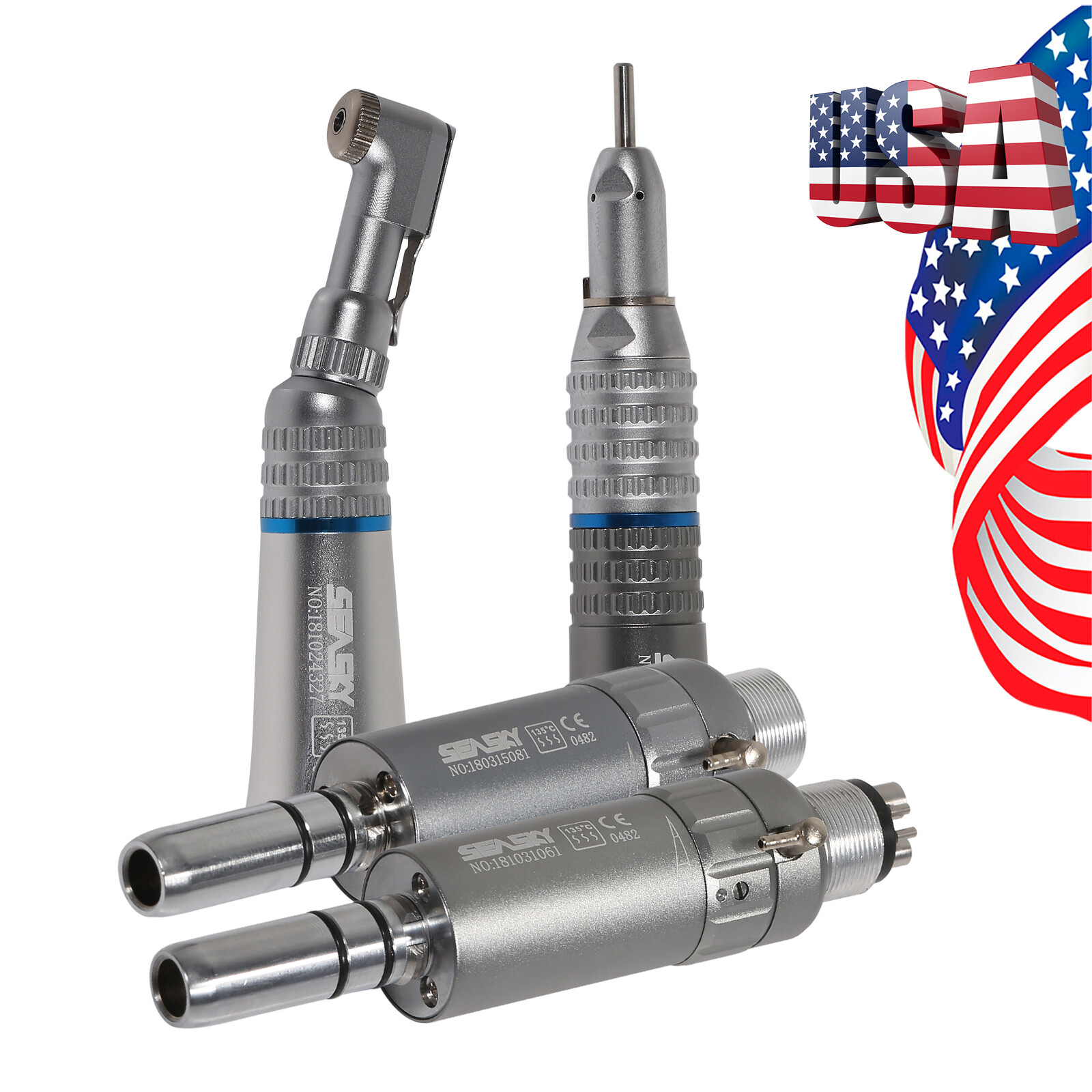 NSK Style Dental Latch/Push Slow Speed Handpiece Contra Angle Air Motor 2/4Holes