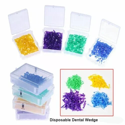 400Pcs Dental Plastic Wedges Concave Design Arc Diastema Wedge End Circular Hole