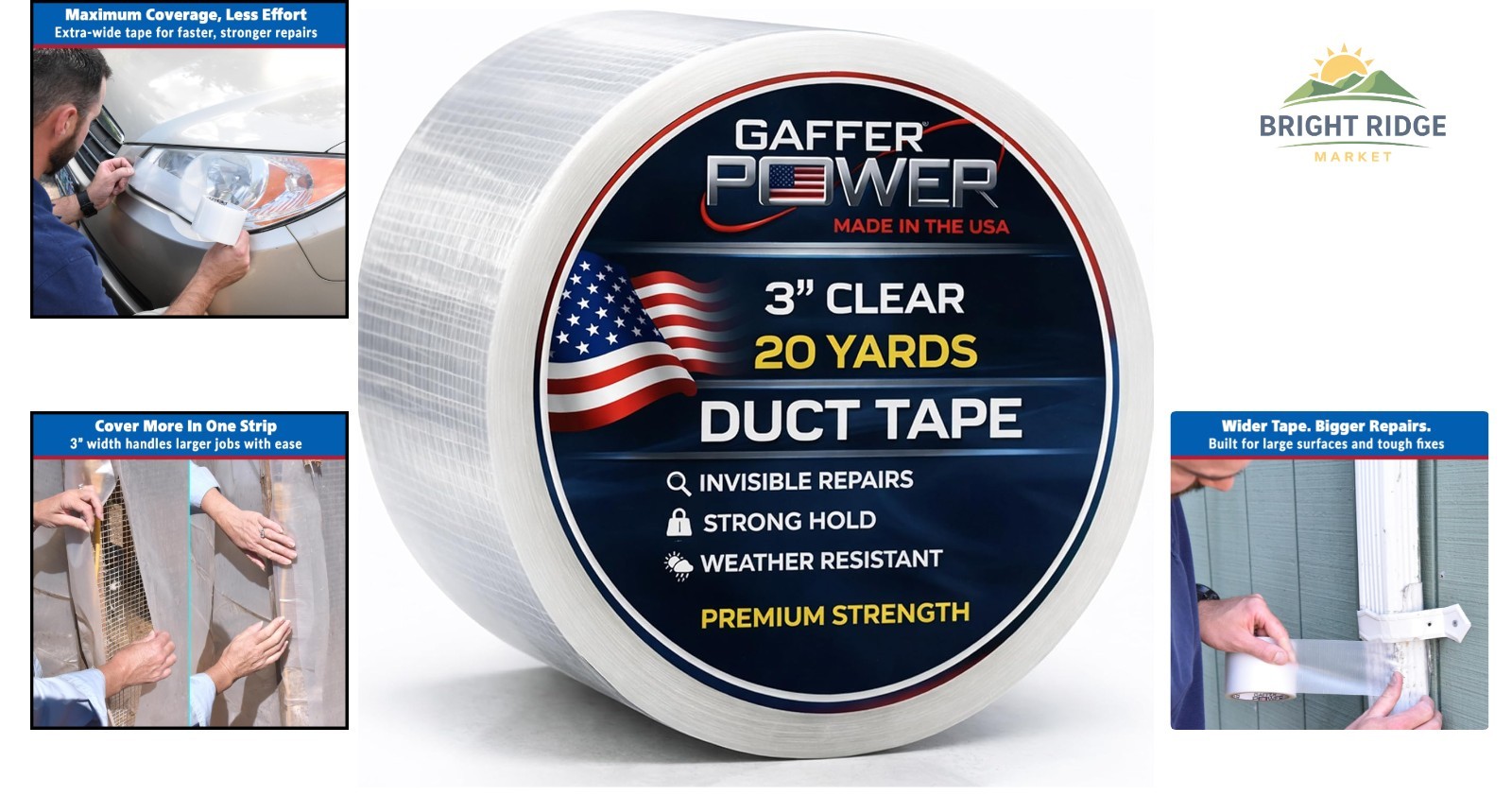 Weather Resistant Duct Tape, 3 Inch x 20 Yards for Strong Indoor and Outdoor Use