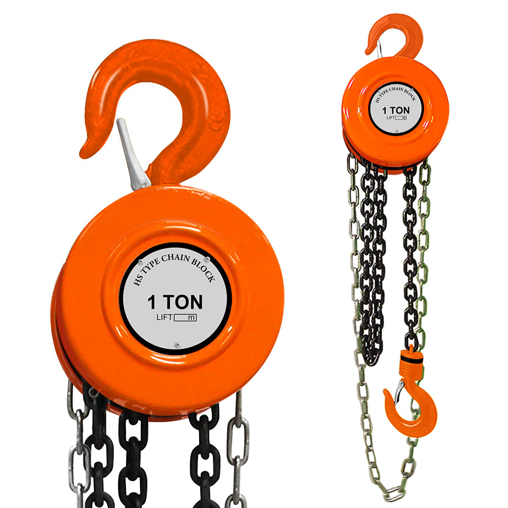 1 Ton Chain Puller Block Fall Chain Lift Hoist Hand Tools 5M 15ft Chain w/Hook