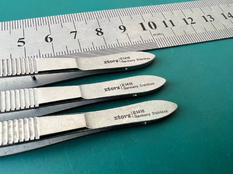 Storz E1416 Bracken Curved Iris Forceps 98mm Ophthalmic Lot of 3 Germany